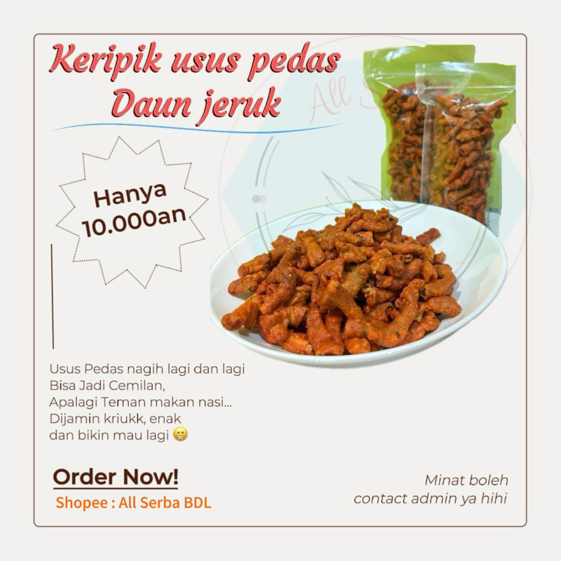 

kripik usus ayam pedas daus jeruk/usus ayam krispi