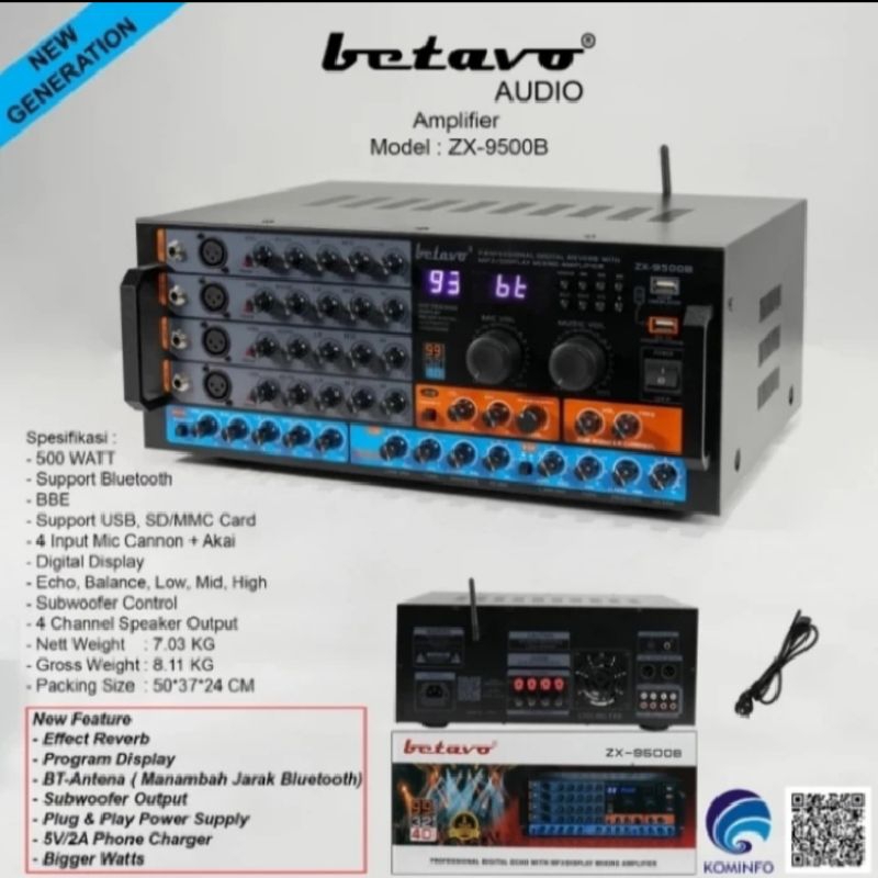 Power amplifier Betavo zx9500b original usb bluetooth zx 9500
