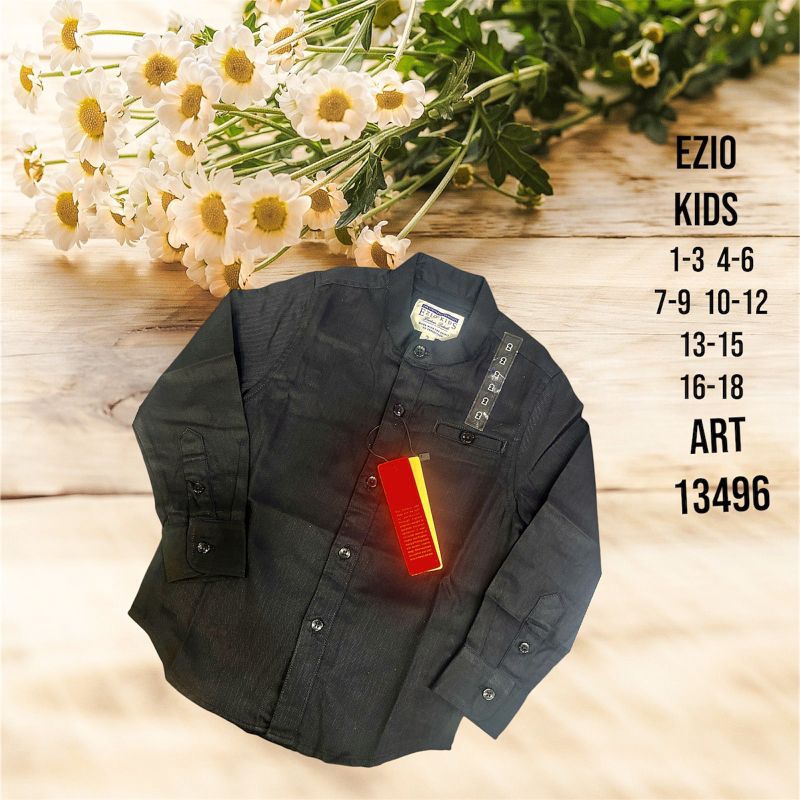 kemeja panjang anak hitam EZIO KIDS