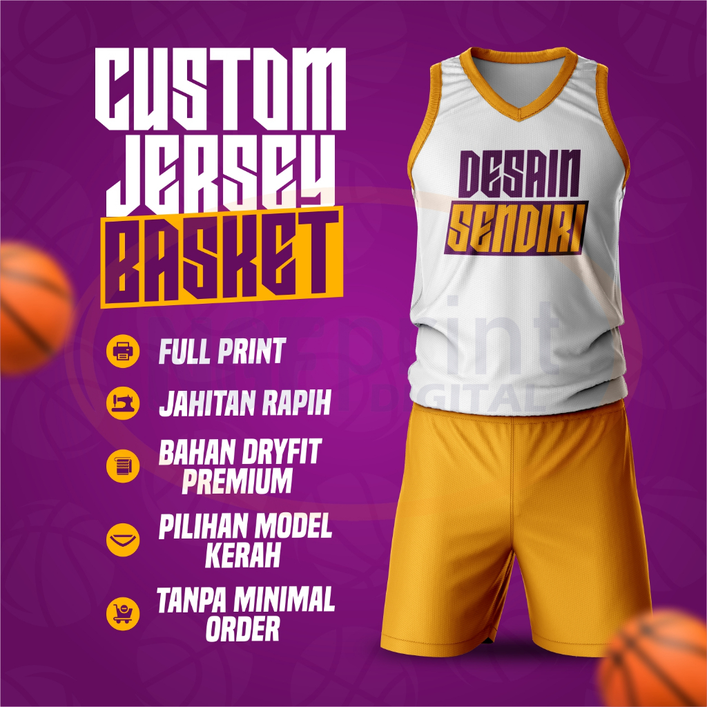Jersey Basket Dengan Design Custom Full Printing Design Suka-Suka Sesuai Keinginan / Jersey Basket C