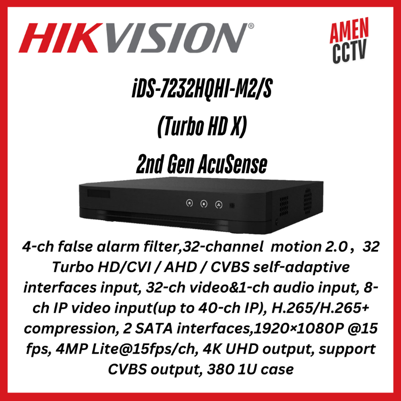 Turbo HD 3.0 & 4.0 Hikvision Series 1U AcuSense (Front Panel Buttons, Alarm I/O, and Audio Input Opt