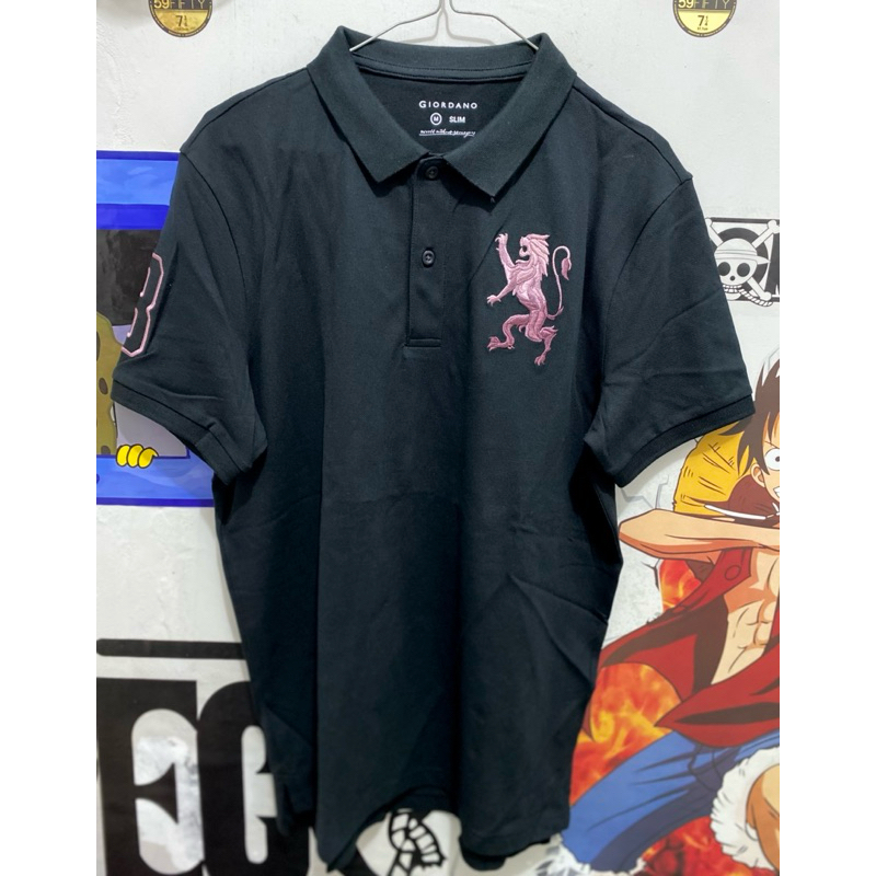 Polo Shirt Giordano 3D Lion Signature Black Size M Original Authentic