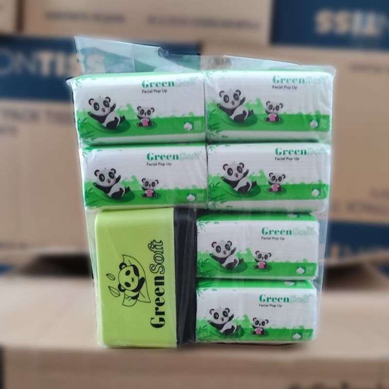 TISSUE WAJAH GREEN SOFT KECIL LEMBUT ISI 6 FREE KOTAK PROMO MURAH