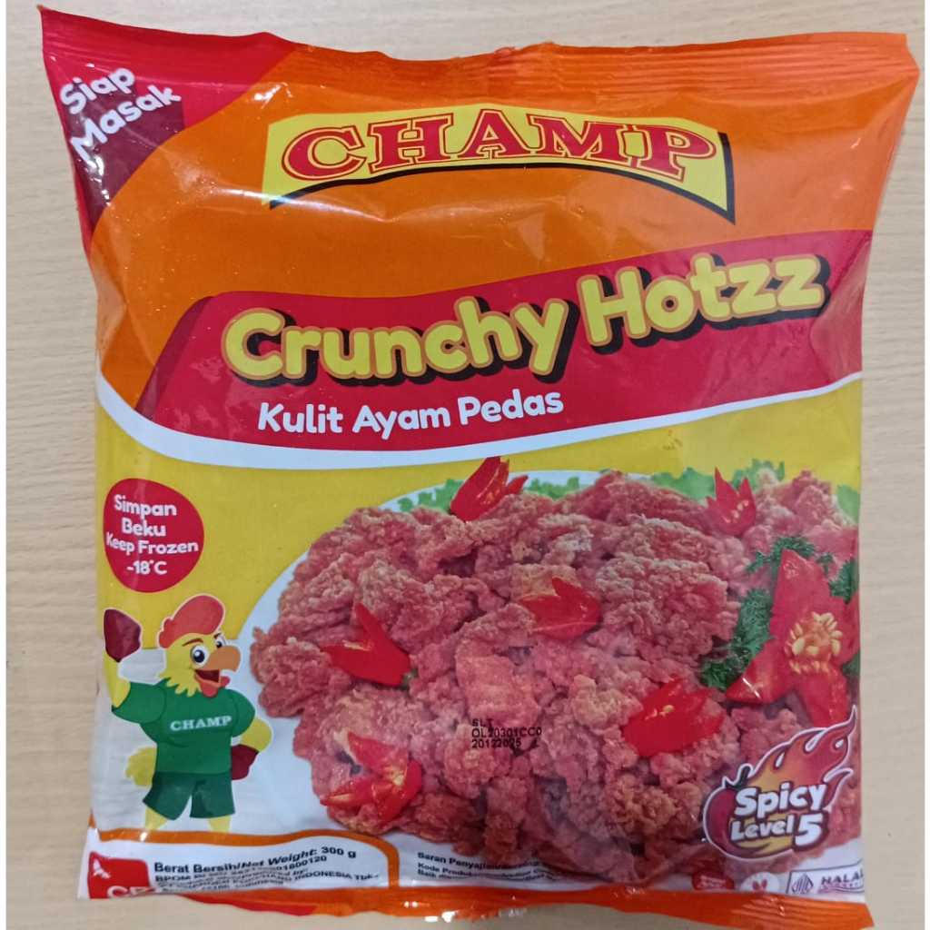 

Champ Crunchy Kulit Ayam Pedas Hotzz 300 Grams
