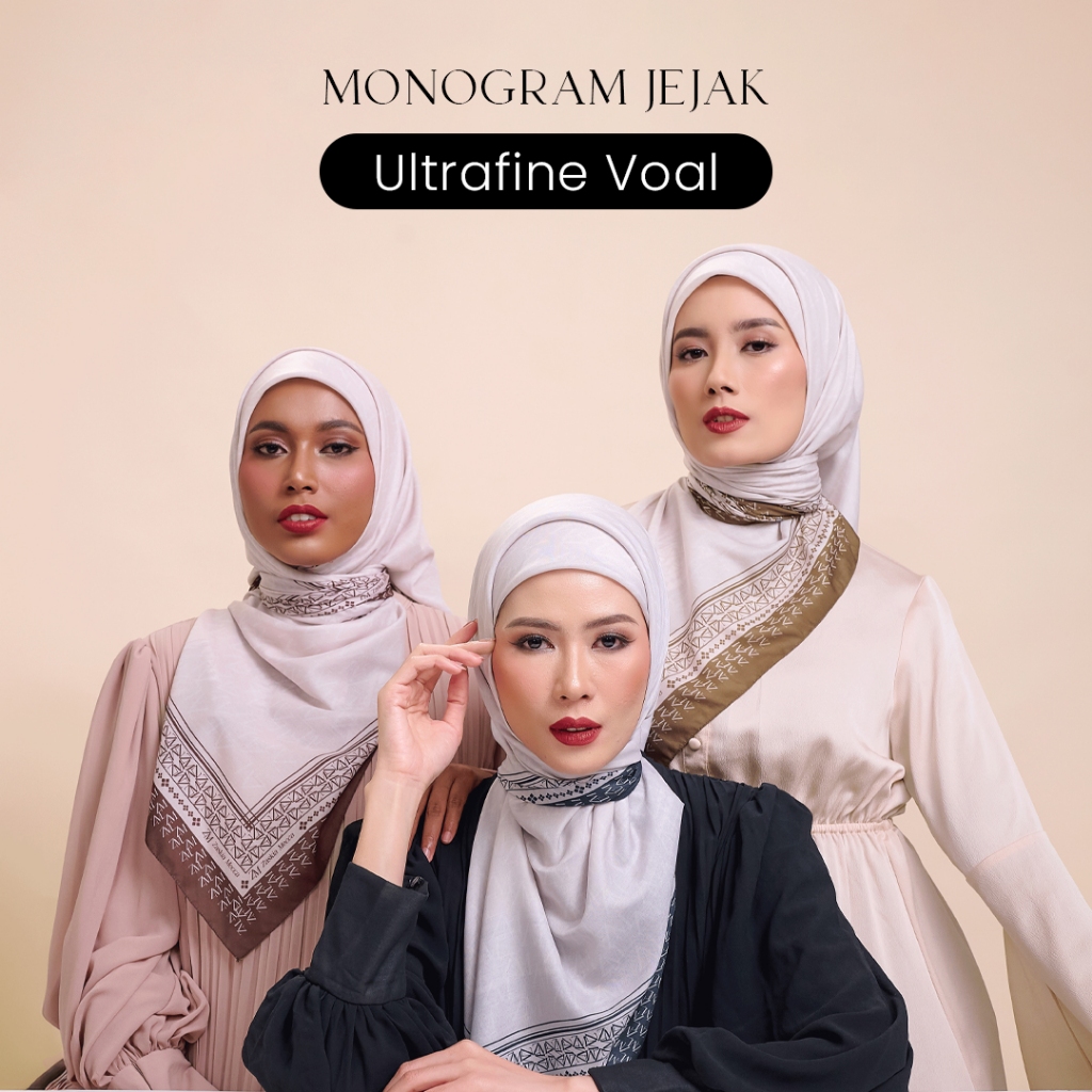 [INCLUDE PREMIUM HARD BOX] ZM Zaskia Mecca - Jejak Monogram Series Ultrafine Voal - Hijab Premium Sq