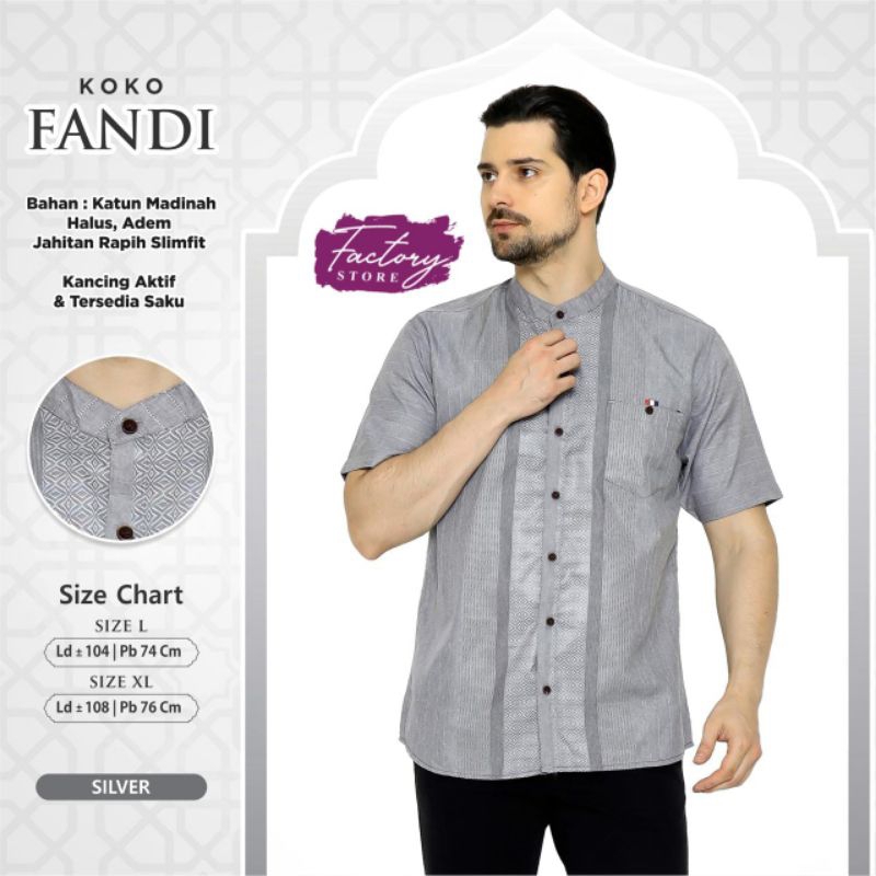 Baju Koko Pria Silver