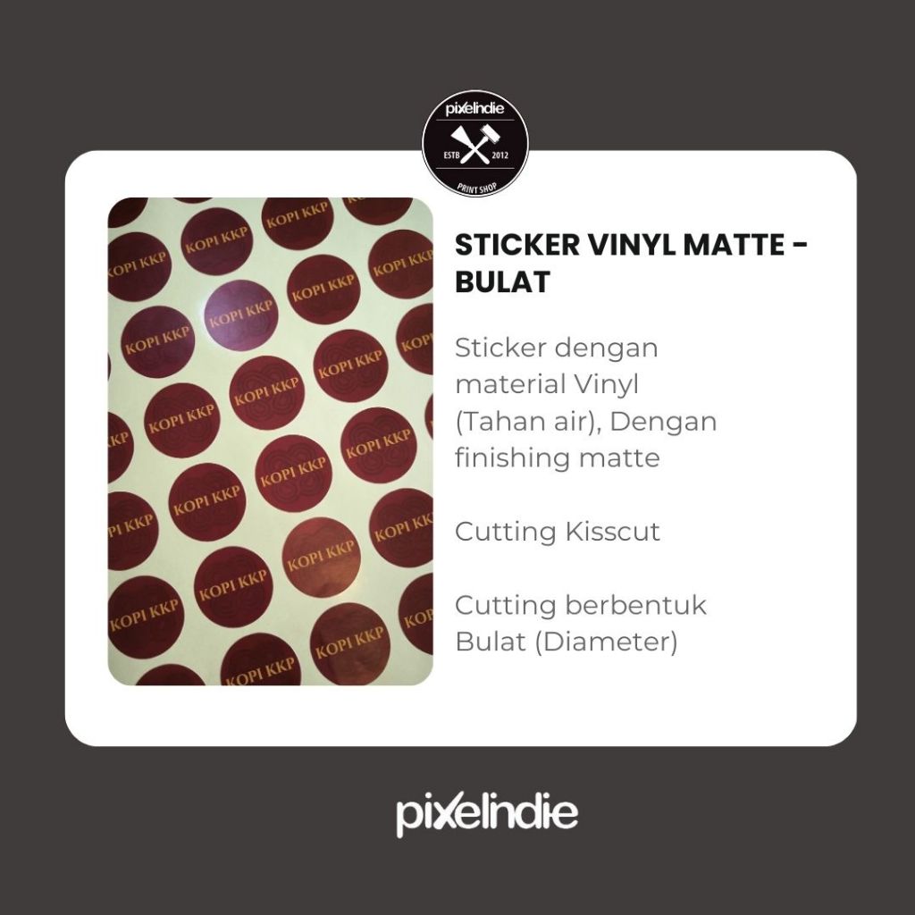 

Sticker Vynil Matt Label Bulat atau Lingkaran Tahan Air