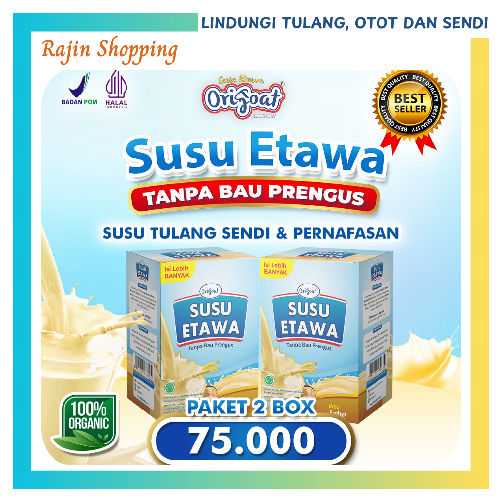 

Origoat Susu Kambing Etawa Susu Herbal Nyeri Sendi Asam Urat Pegal Linu Osteoporosis BPOM 125 gram