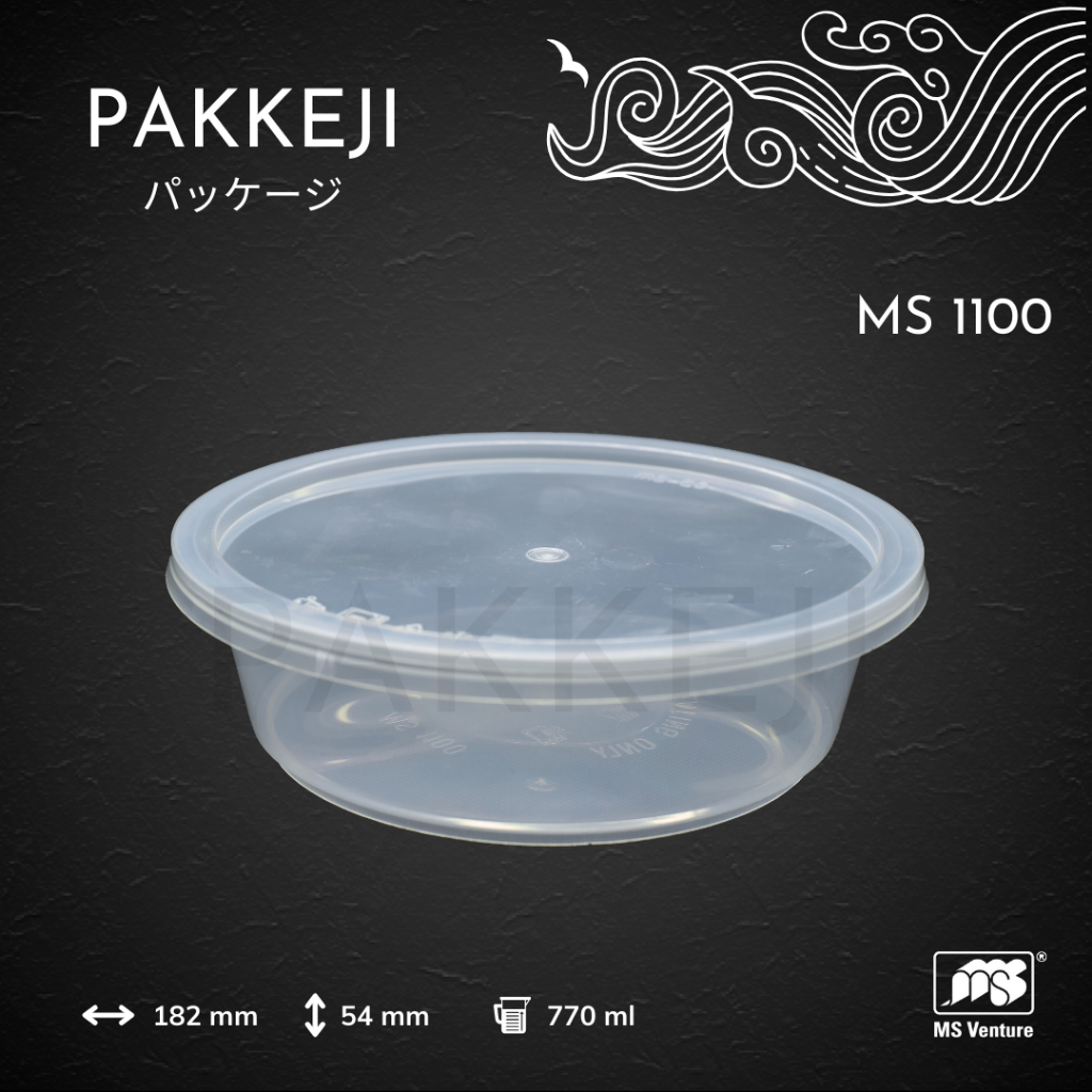 PAKKEJI Wadah Makanan 770ml / Round Container untuk Porsi Besar — MS Venture — MS 1100
