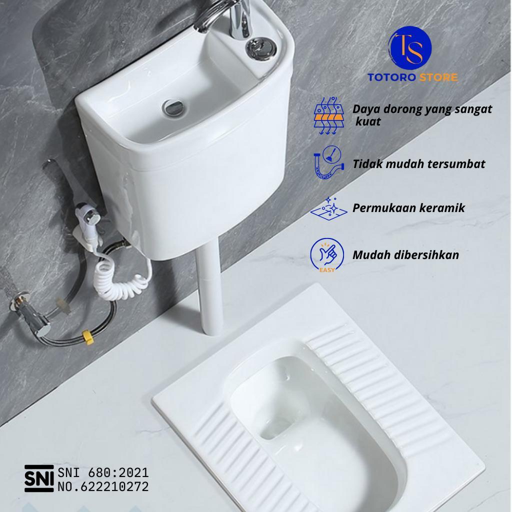 Kloset Jongkok MR.TAO Tanpa Penutup Watertank Wastafel Keramik 1set - WC jongkok Free Watertank Wast