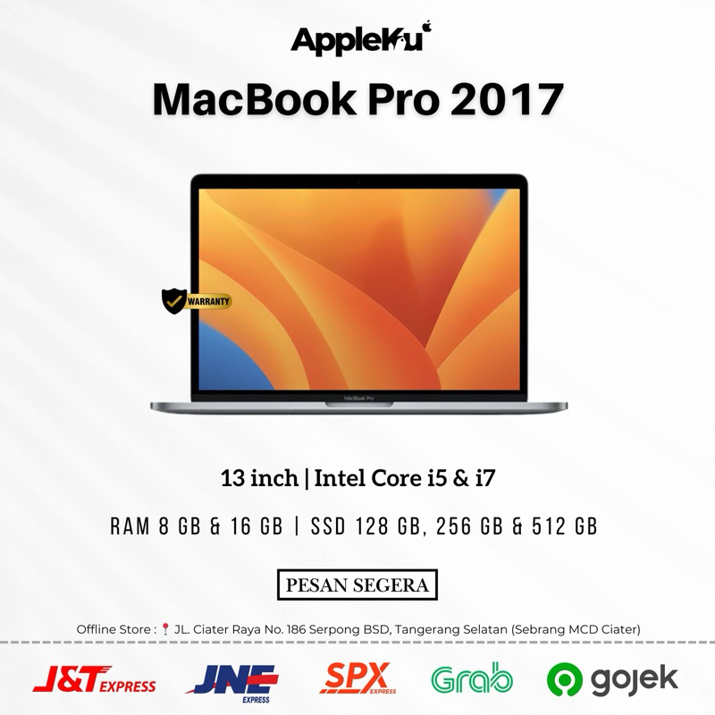 MacBook Pro 2017 13-inch | Ram 8 GB 16 GB | SSD 128 GB 256 GB 512 GB