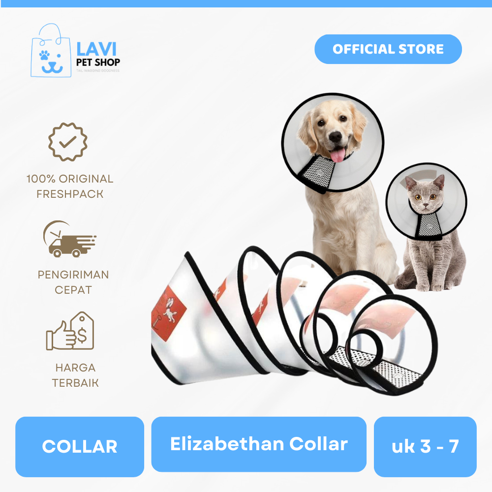 Elizabeth Elizabethan Collar Cone Corong Kerah Perawatan Anjing Dog Puppy Kucing Cat Kitten