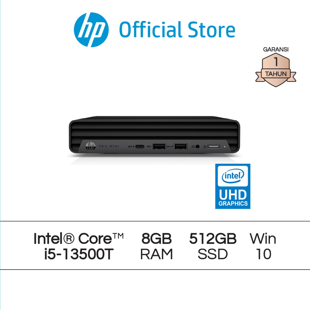 Desktop PC HP Pro Mini 400 G9 Intel Core i5 UHD 8GB RAM 512GB SSD W10 Garansi 1 Tahun Promo Murah Gr