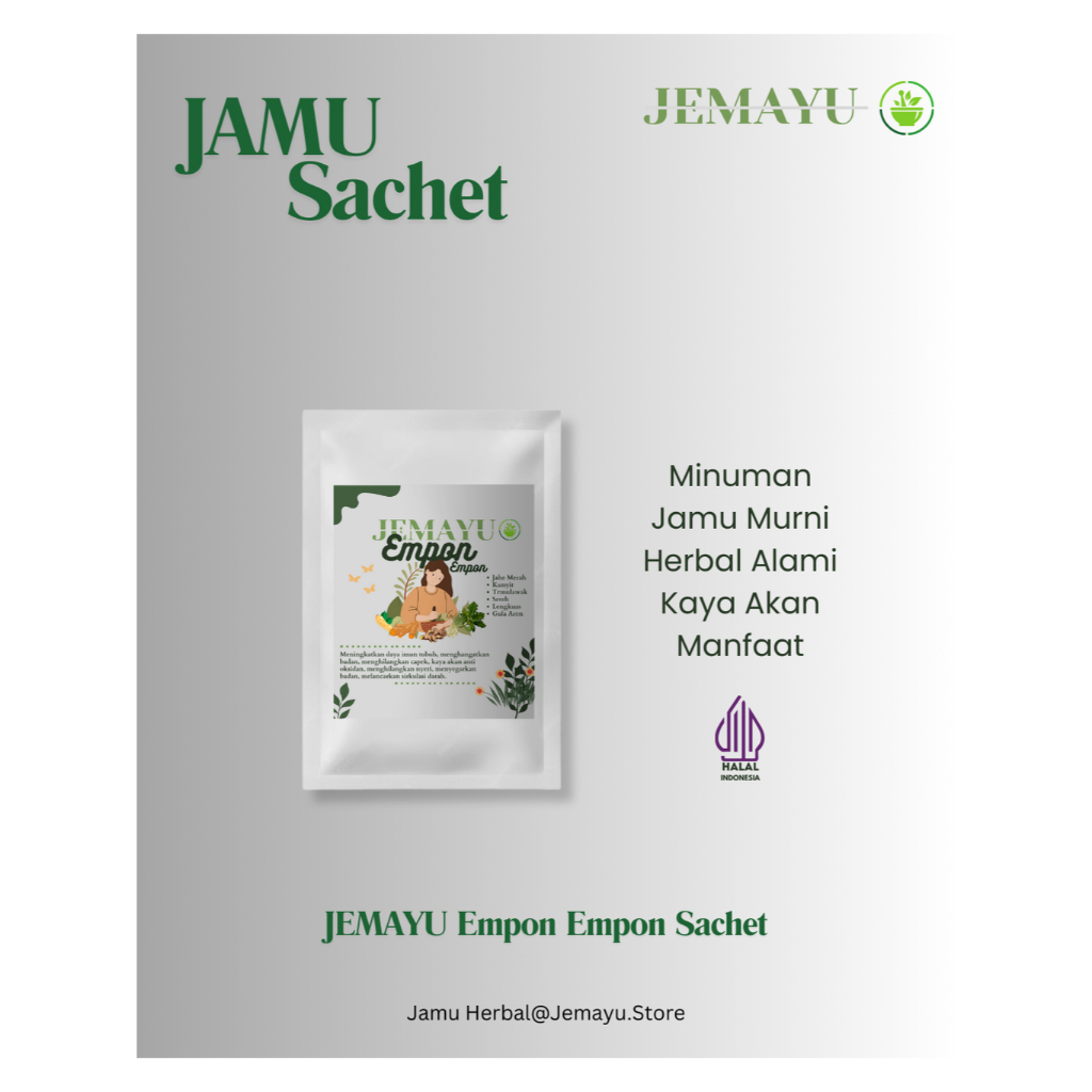 

Jemayu Empon Empon Sachet - Jahe Merah Kunyit Temulawak Sereh Lengkuas Gula Aren Bubuk Murni Herbal 10 gr