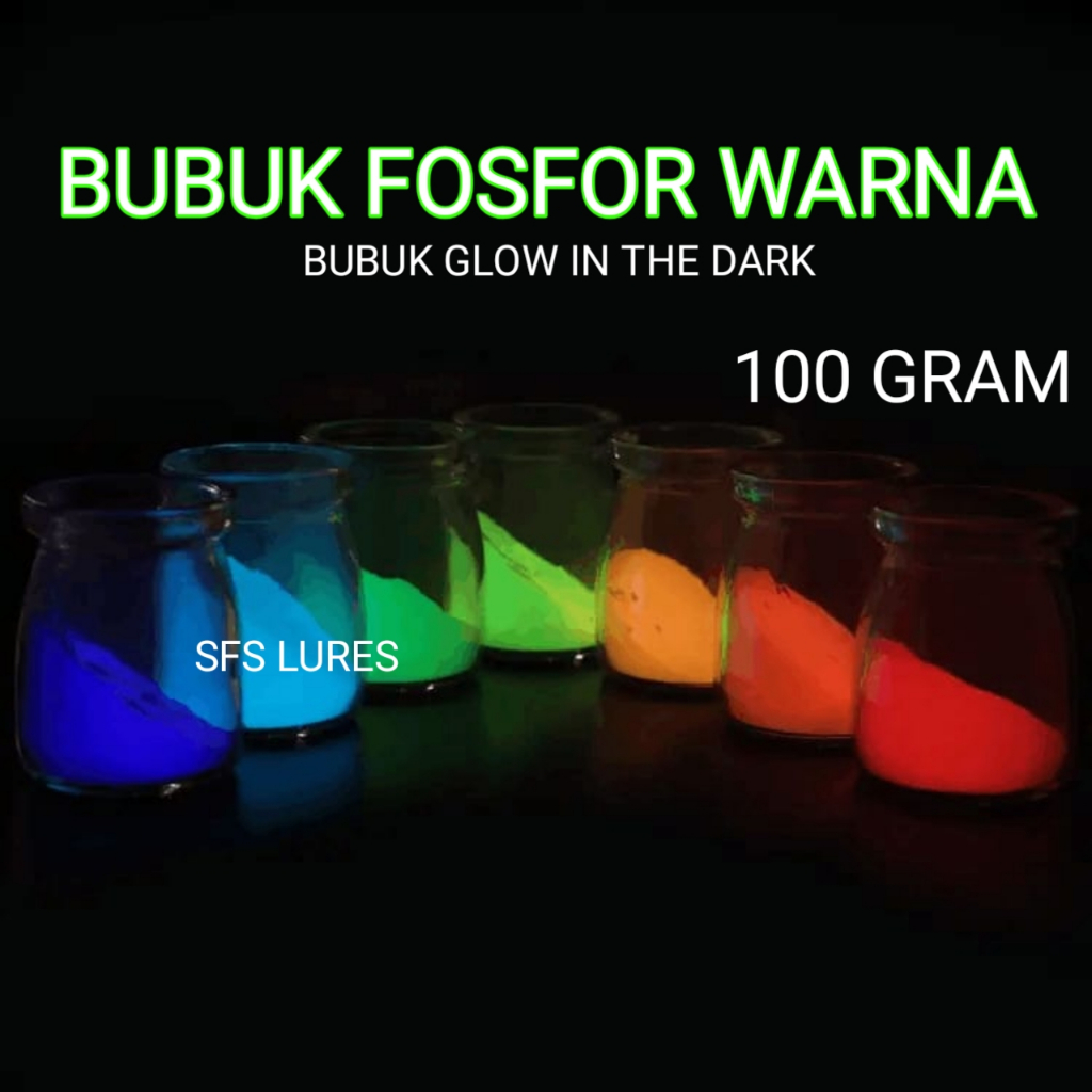 Fosfor warna assist hok jig glow in the dark 100gram fosfor gid menyala dalam gelap pewarna jig asis