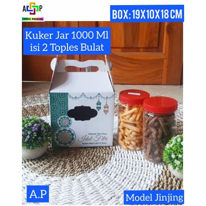 

Box 19x10x18 cm jinjing(KUKER TOPLES JAR 1000 ML ISI 2 Toples) /idulfitri/Kuekering/hampers