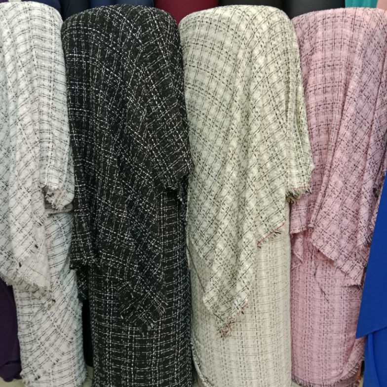 KODE B63N bahan kain tweed blazers garment kain tweed chanel akrilik