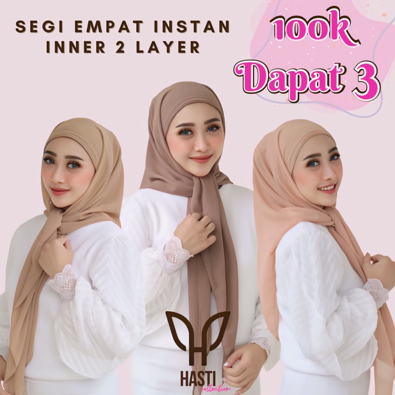 KODE X25V HIJAB SEGI EMPAT INSTAN 2 LAYER PLUS INNER 2IN1  SEGITIGA INSTAN INNER 2IN1  CERUTY BABYDO