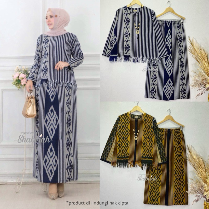 shabirah - setelan rok dan blus kondangan alila set tenun / atasan wanita murah / batik modern one s