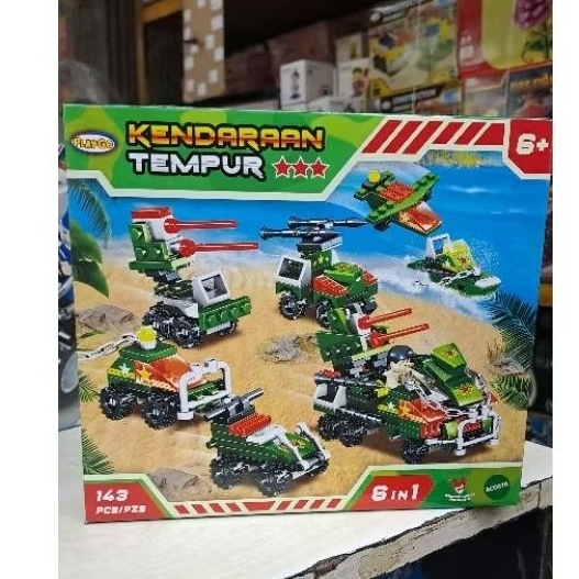 Mainan brick mobil army 6 in 1/ mainan bricks military