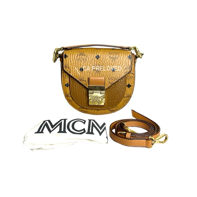 Preloved MCM Patricia Round Crossbody in Visetos Cognac