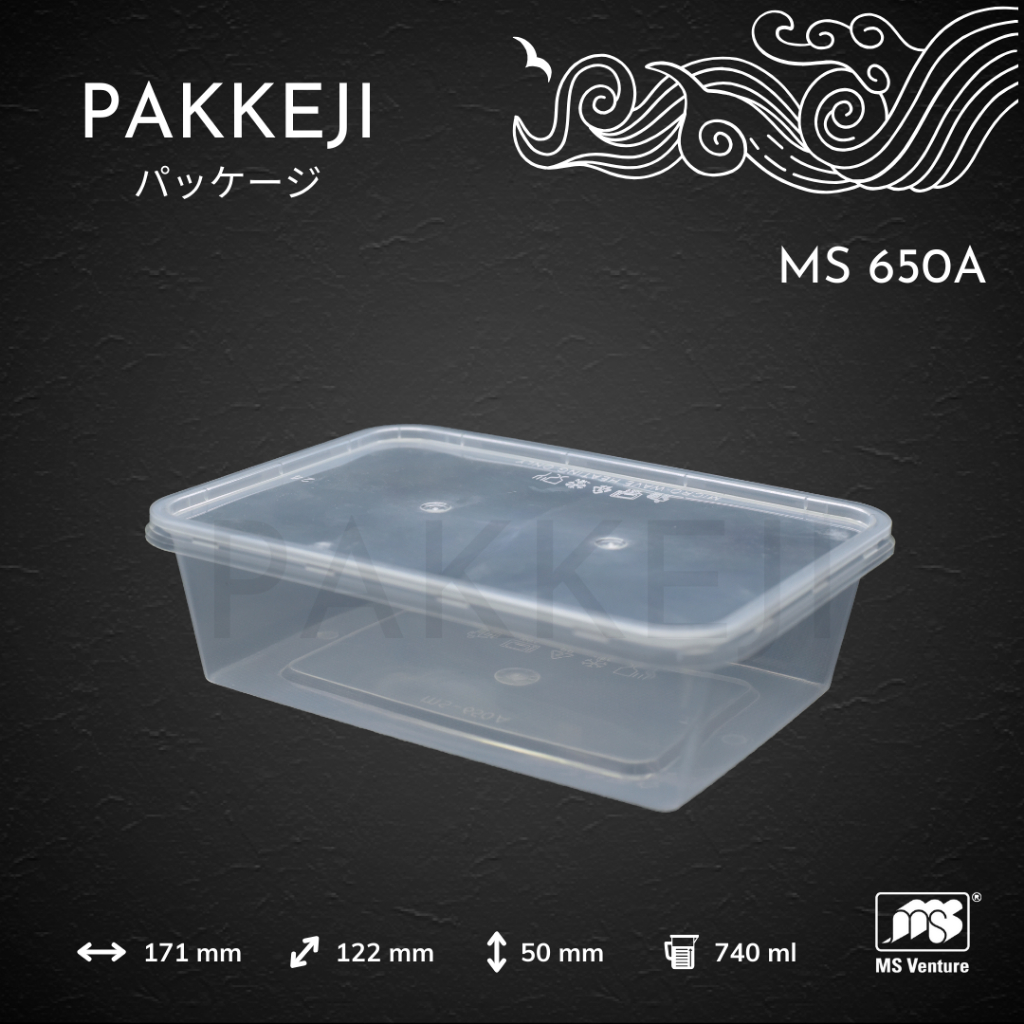 PAKKEJI Kotak Makan Thinwall 740 ml / Nasi & Lauk Microwave Safe — MS Venture — MS 650A