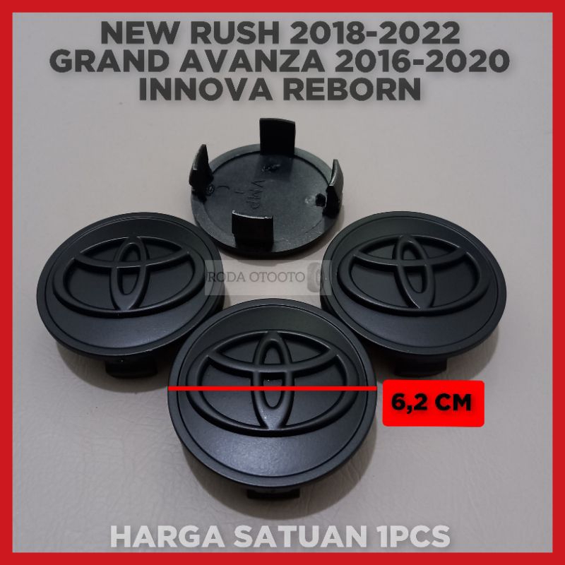Dop roda tutup velg mobil NEW RUSH 2018-2022, GRAND AVANZA 2016-2020, INNOVA REBORN hitam doff
