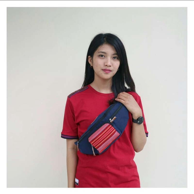 TAS PINGGANG WAIST BAG TENUN ASLI TORAJA NAVY 173