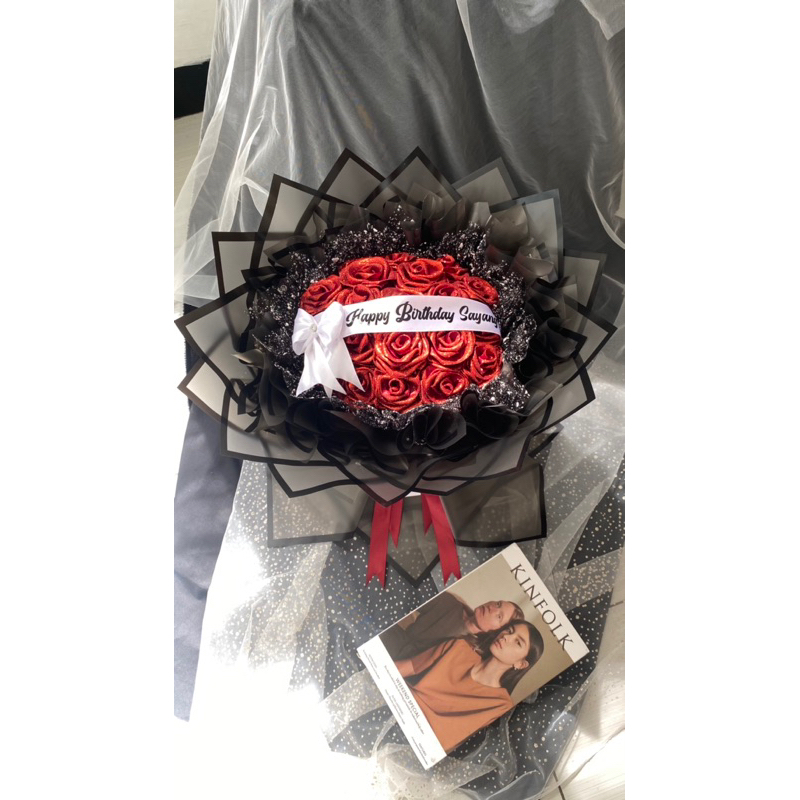 

bucket pita satin 20 tangkai versi gembul