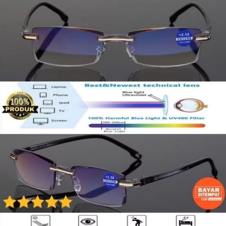 KACAMATA BACA ORIGINAL BLUERAY PRIA / WANITA FRAMELESS