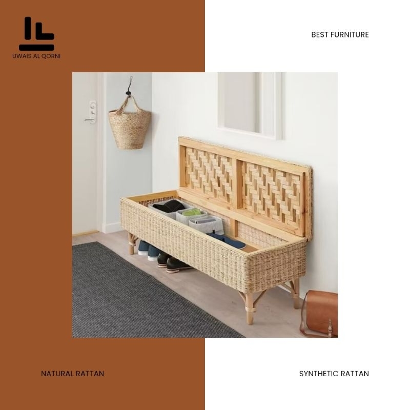 Fitrit Bench - Bench Rotan Dengan Penyimpanan