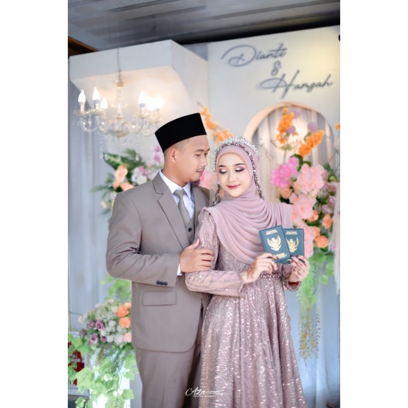SET AKAD SYAR'I | Gaun Pengantin Muslimah dan Setelan Jas Celana