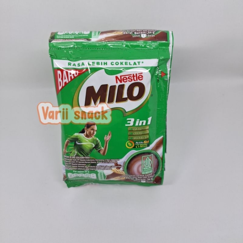 

Nestle Milo 3in1 (Malt Susu Coklat) 34g 1 Rcg 10 Pcs