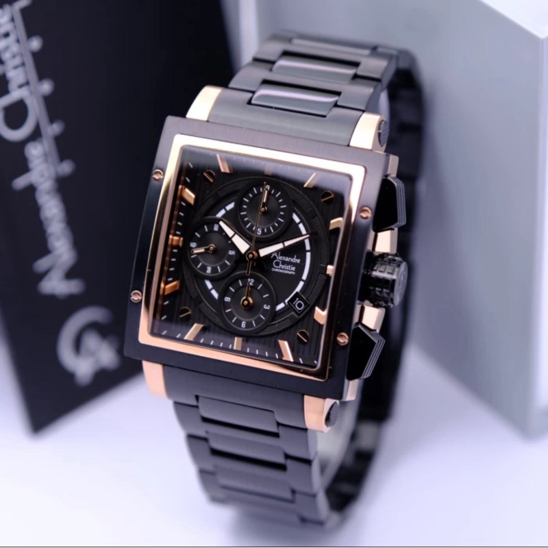 ORIGINAL RESMI 1 TAHUN JAM TANGAN PRIA ALEXANDRE CHRISTIE COWOK CHRONOGRAPH RANTAI STAINLESS STEEL A