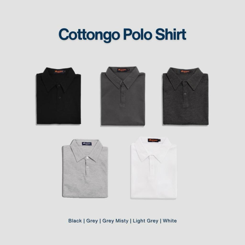 Cottongo Polo Shirt Monochrome | Kaos Polo Kerah Polo Shirt Hitam Abu Putih