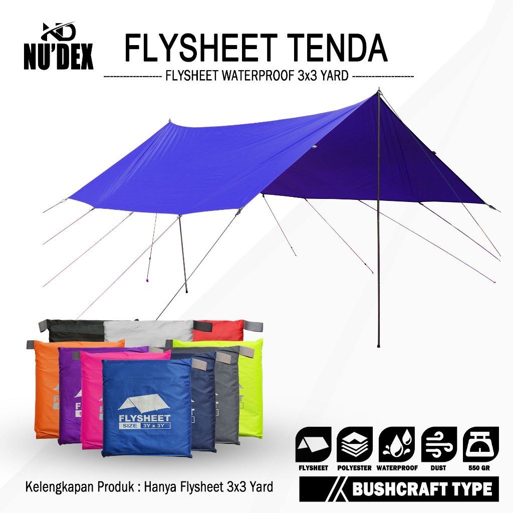 flysheet tenda 3x3 waterproof pelindung tenda flysheet outdoor size 3x3 coating silver anti sinar uv