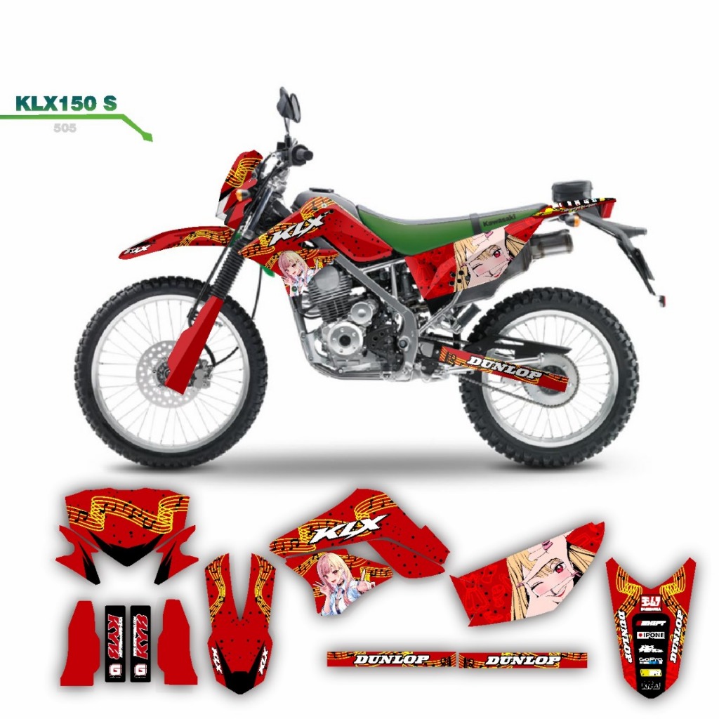 decal klx 150 s merah gold racing