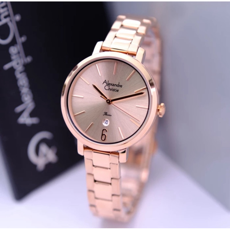 ORIGINAL GARANSI RESMI 1 TAHUN JAM TANGAN WANITA ALEXANDRE CHRISTIE CEWEK ANALOG RANTAI STAINLESS ST