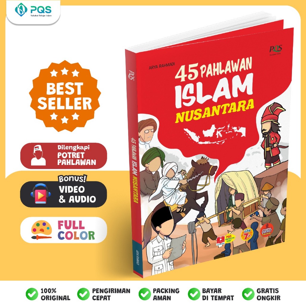Pustaka Quran Sunnah - Buku Carita Anak Bergambar 45 Pahlawan Islam Nusantara Full Colour