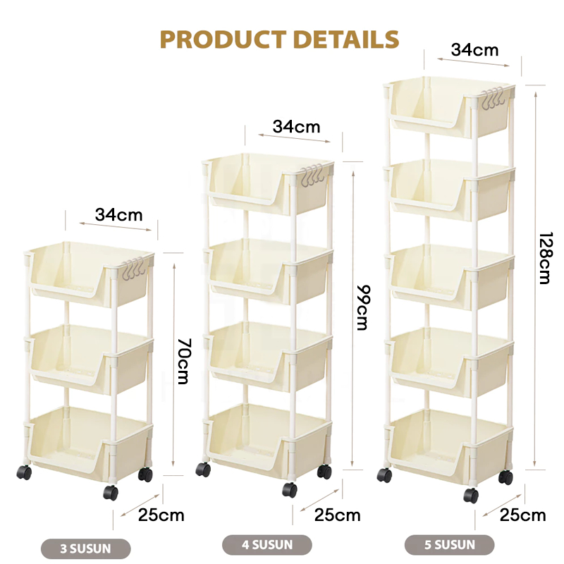 Terbaru Rak Susun/Rak Buku/Rak Portable Plastik Buku/Rak Susun Roda/Rak Buku Beroda/Rak Toy