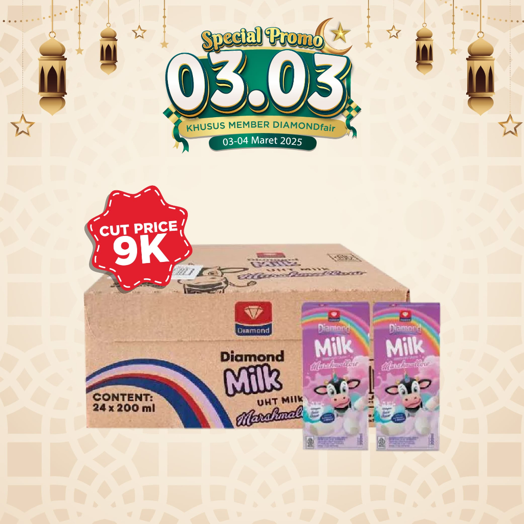 

PROMO HEMAT DIAMOND UHT MILK MARSHMALLOW 200 ML 1 KARTON (ISI 24PCS)