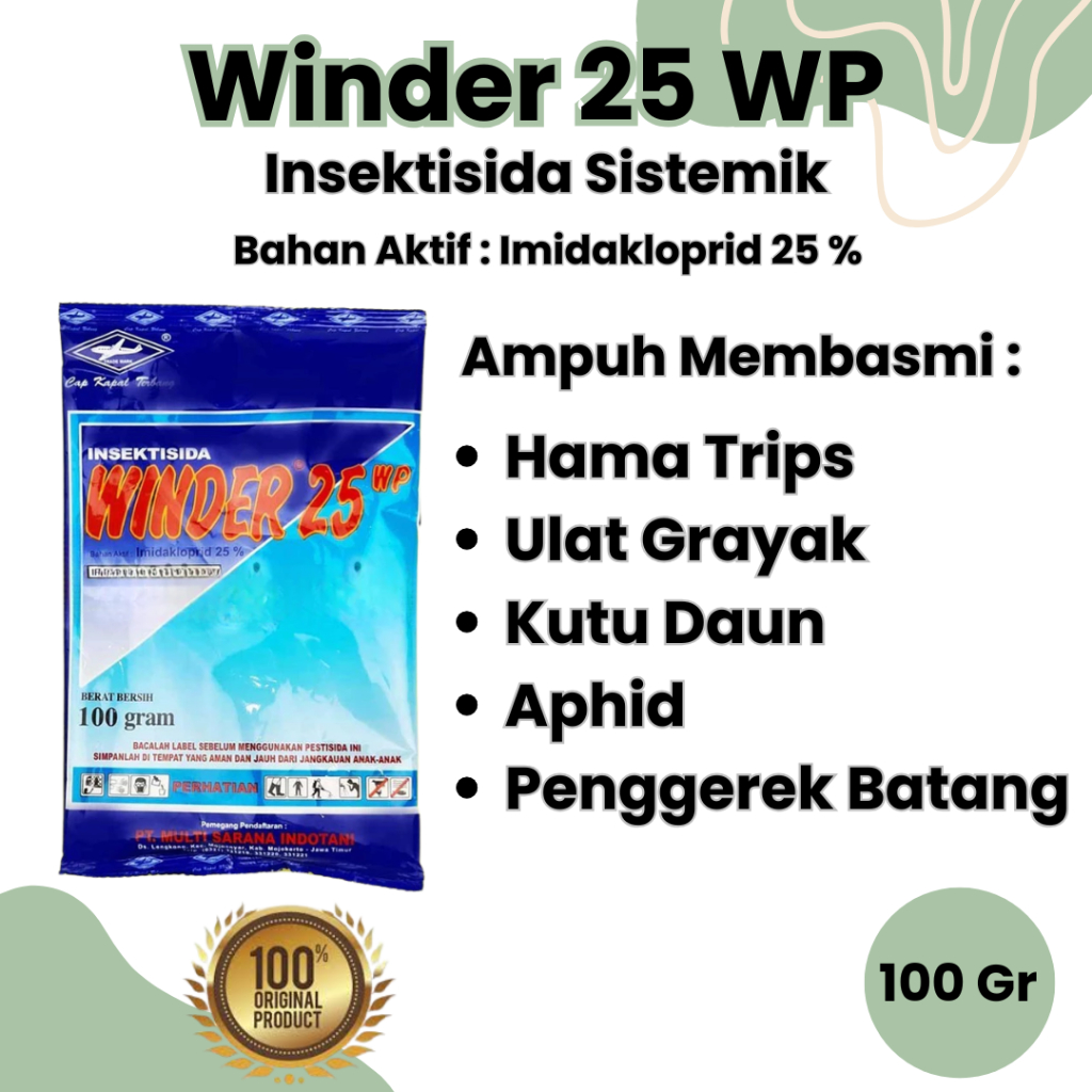 WINDER 25 WP 100 GRAM IMIDAKLOPRID INSEKTISIDA SISTEMIK