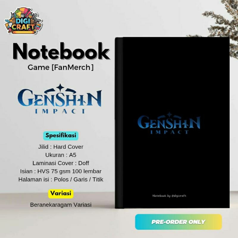 

Notebook A5 Genshin Impact Hard Cover, 75 gsm, 100 lembar [FanMerch]