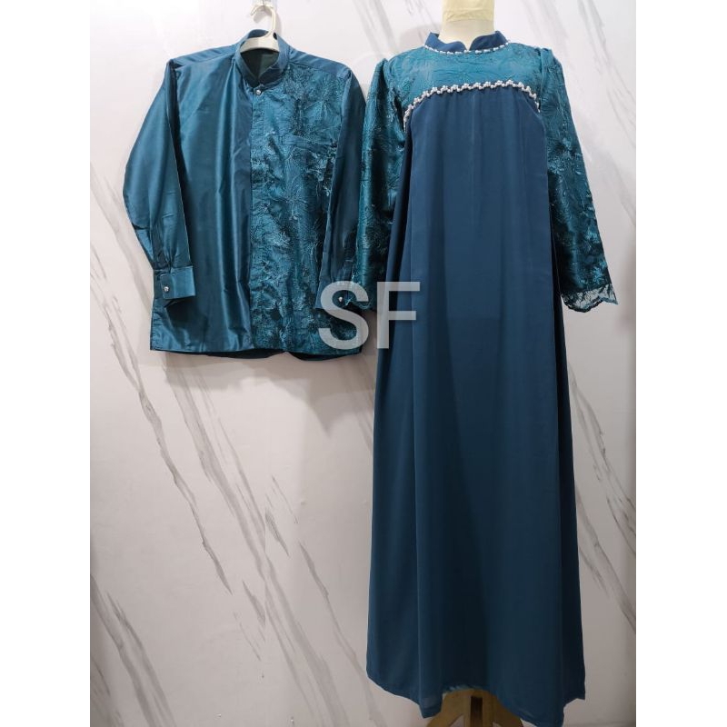 NEW.. SAFIRA DRESS/ GAMIS CERUTY KOMBINASI BRUKAT COUPLE#LEBARAN#OOTD