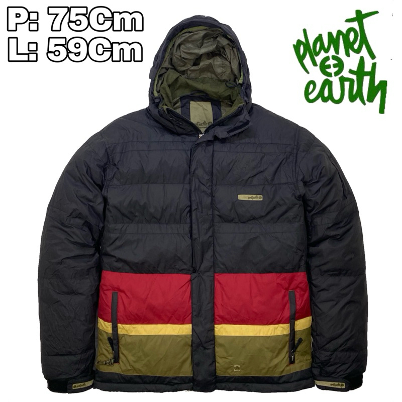 J278 Jaket Parka Bulang Vintage Outdoot Planet Earth  Bulu Angsa Winter Musim Dingin Hiking Pendaki 