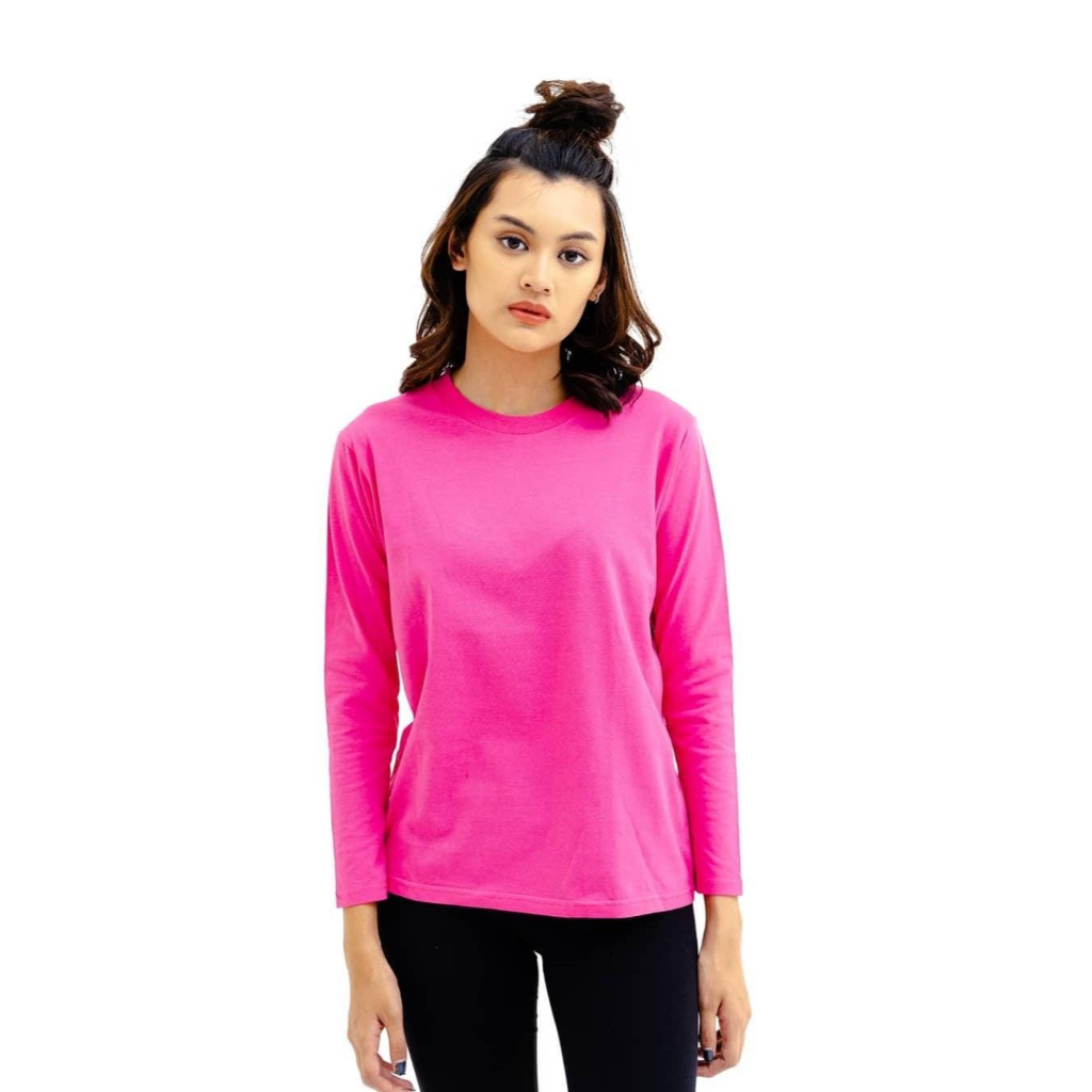 YARN & SPINDLE Basic T-shirt Cotton Combed 30s Ultrasoft Fushia - Kaos Polos Pria Lengan Panjang