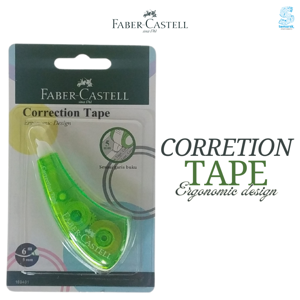 

Faber Castell Correction Tape Ergonomic Tipex Kertas Ergonomis 5mm x 6 M - Hijau