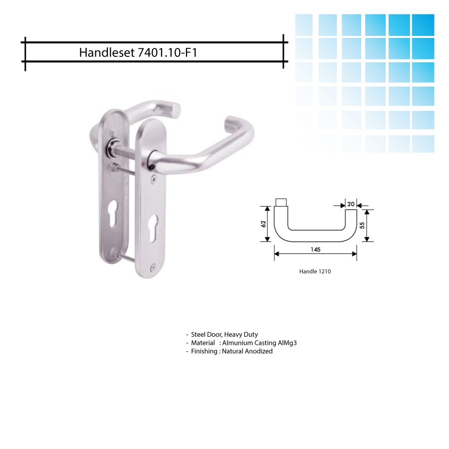 Handle Pintu Besi 7401.10 F1 | 7401.32 F1  /Steel Door/Al Casting/HeavyDuty/ex-Griff