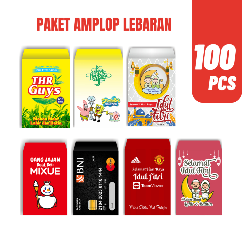 

PROMO 100 PCS AMPLOP LEBARAN MEDIUM TEMATIK TERMURAH