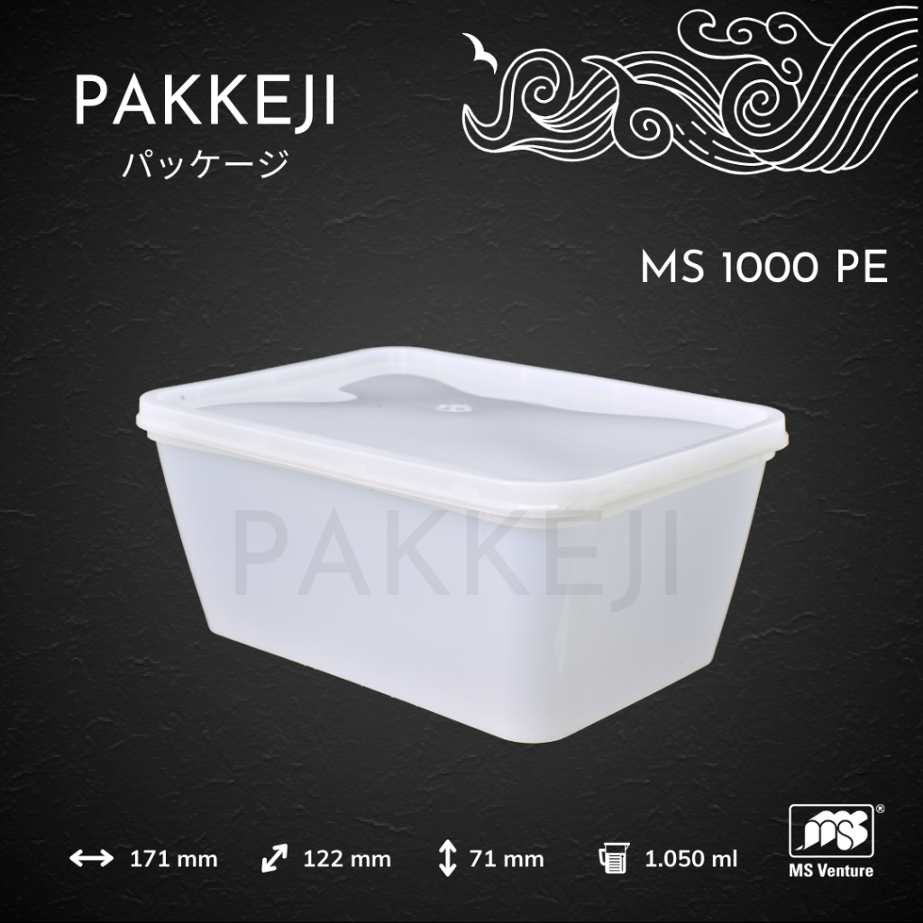 PAKKEJI Wadah Plastik Freezer — MS 1000-PE 1050 ml — Food Container Freezer Friendly — MS Venture